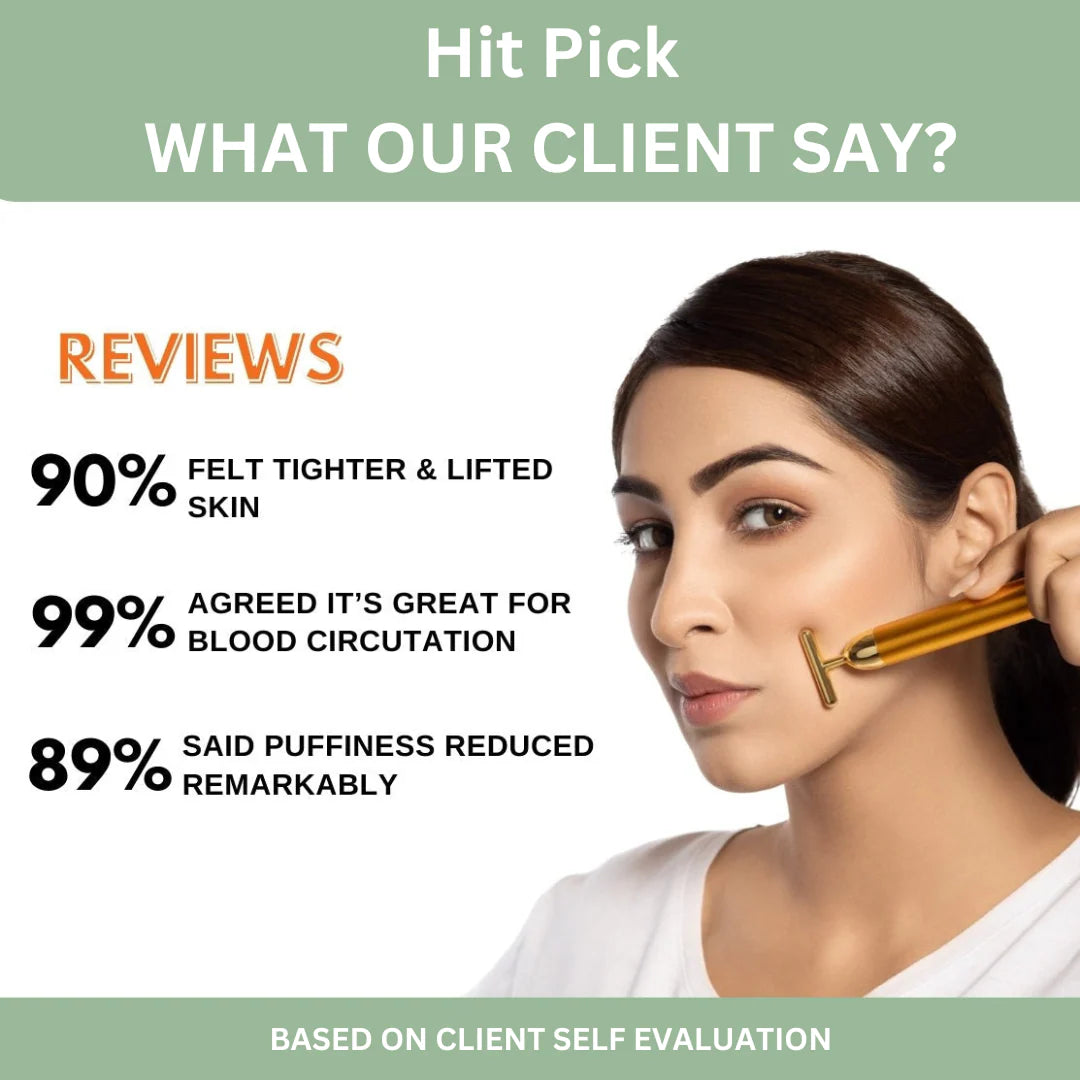 24K Gold Energy Beauty Bar Electric Facial Massage Roller